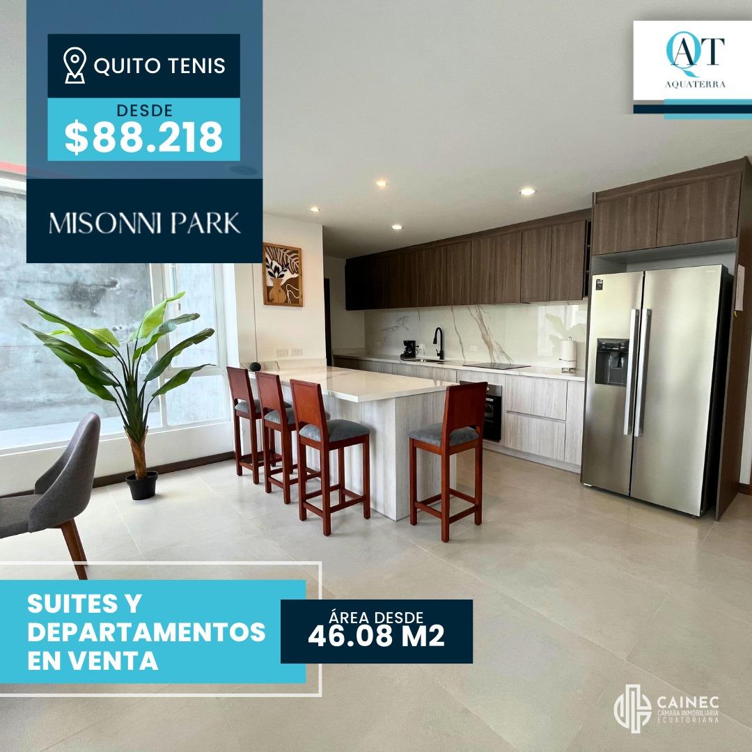 Venta Suite - Estudio a estrenar, 46.00 m con Garaje, Quito Tenis.