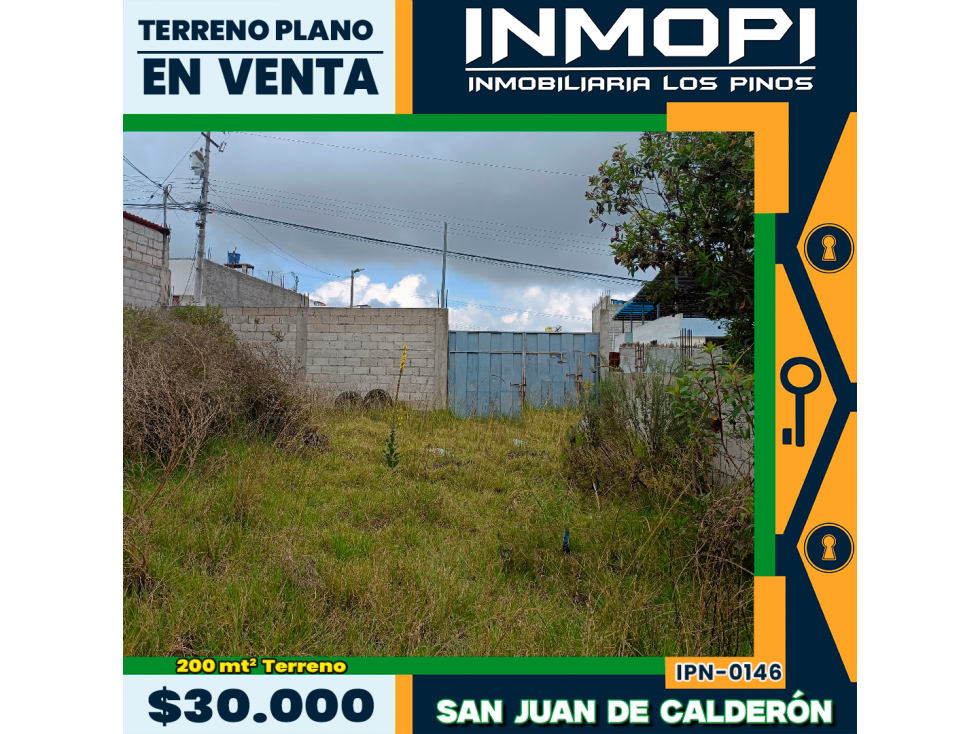 INMOPI VENDE TERRENO PLANO, SAN JUAN DE CALDERÓN IPN ? 0146